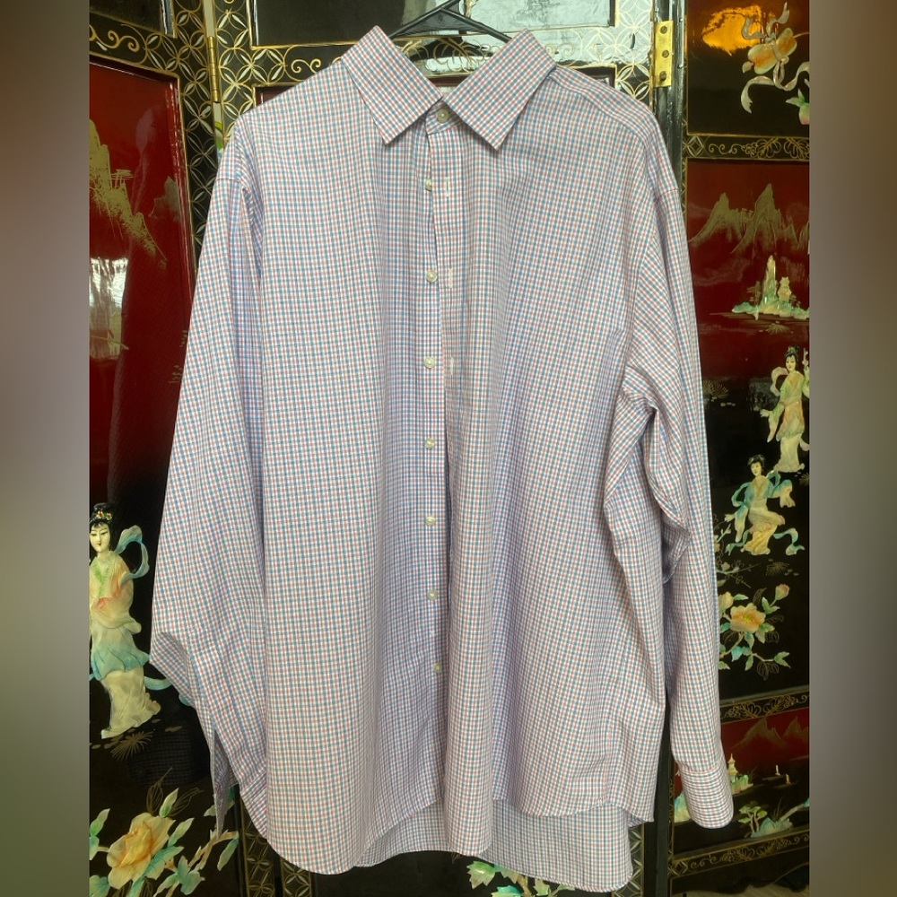 Charles Tyrwhitt, Collared Long-Sleeve XL, Red White Blue Checkered